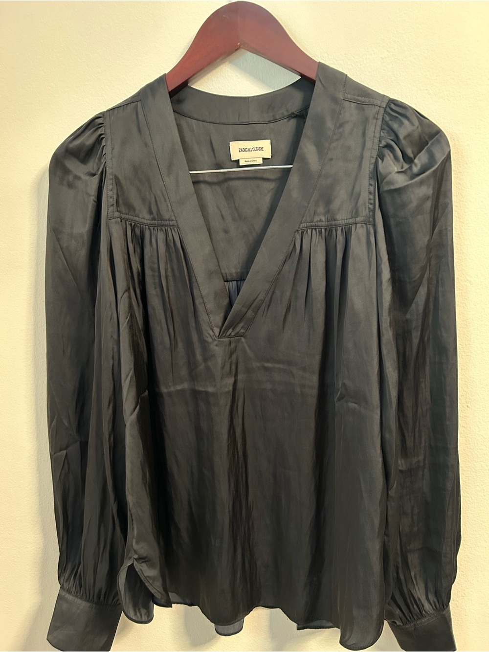 Zadig & Voltaire Telia Blouse Black Small Classic Minimalist  NWT